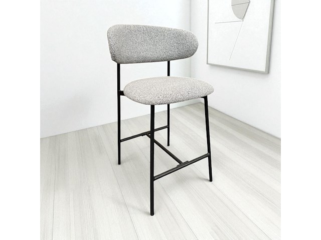 2x barstoel grijs bouclé - afbeelding 1 van  2