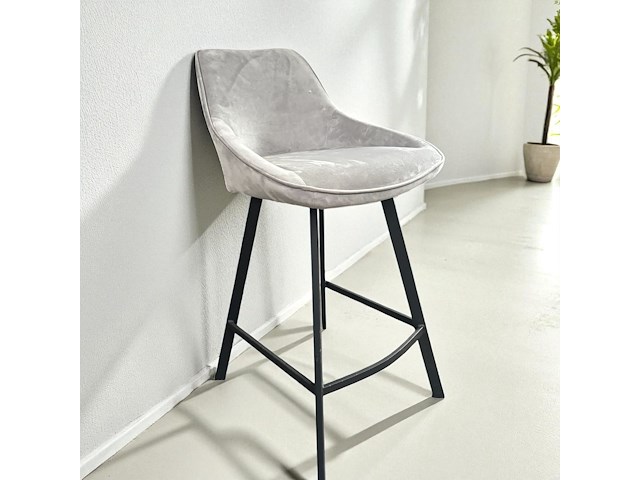 2x barstoel grijs fluweel - afbeelding 1 van  1