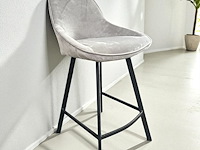 2x barstoel grijs fluweel - afbeelding 1 van  1