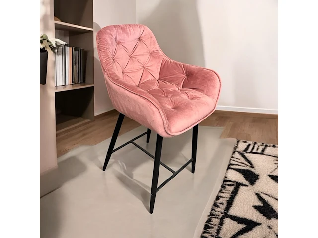 2x barstoel velvet oud roze - afbeelding 1 van  1