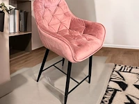 2x barstoel velvet oud roze - afbeelding 1 van  1