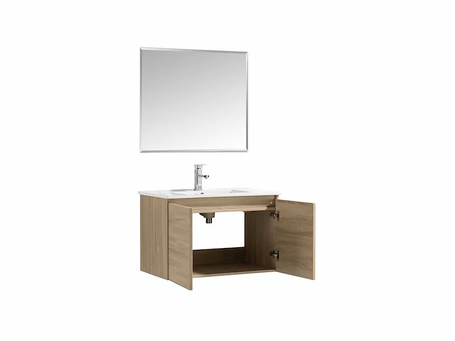 2x bern 80-01 - 80cm badkamermeubelset bern - wit eik - afbeelding 3 van  6