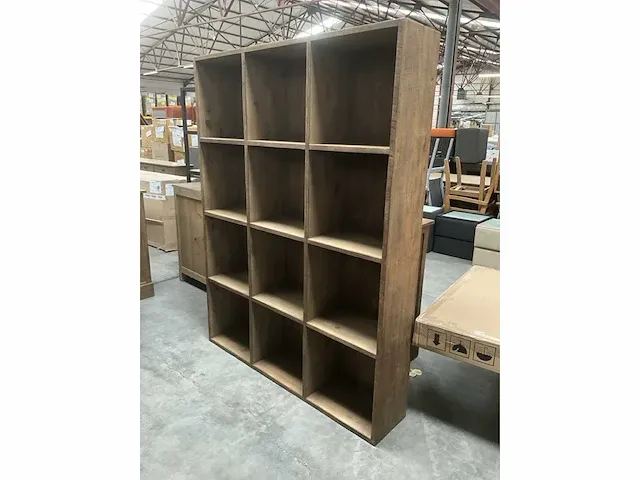 2x boekenkast 12 vakken teak - afbeelding 1 van  3