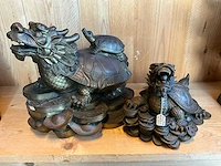 2x bronzen beeld money dragon - afbeelding 1 van  7