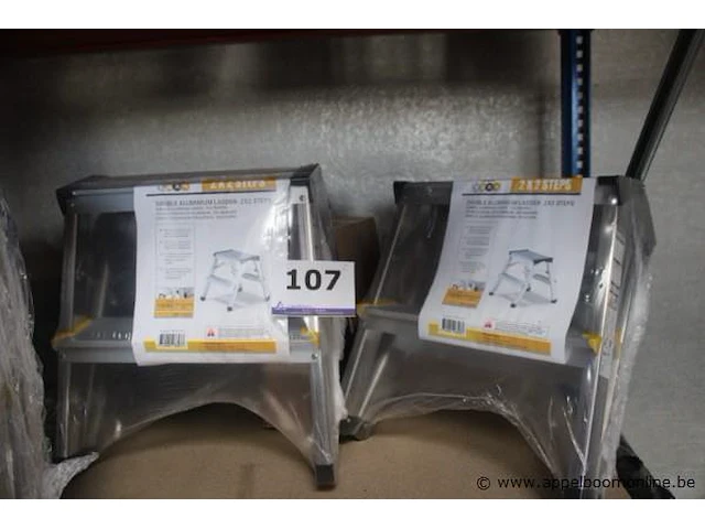 2x dubbele aluminium ladder - afbeelding 1 van  2