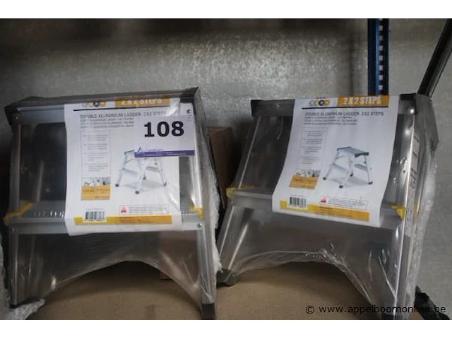 2x dubbele aluminium ladder - afbeelding 1 van  2