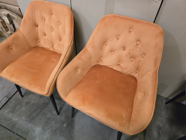 2x eetkamerstoel anna orange velvet - afbeelding 2 van  3