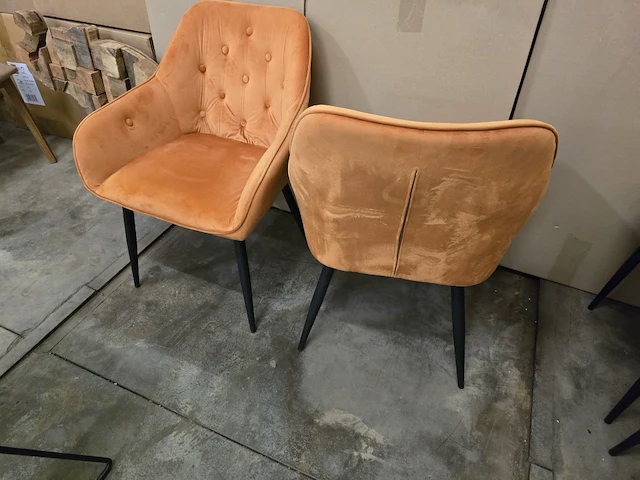 2x eetkamerstoel anna orange velvet - afbeelding 3 van  3