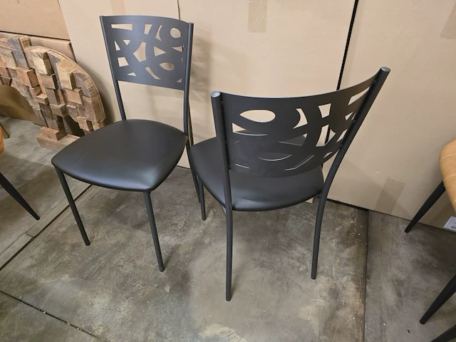 2x eetkamerstoel metal black met pu zitkussen - afbeelding 3 van  3