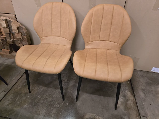 2x eetkamerstoel phoenix camel pu - afbeelding 1 van  3