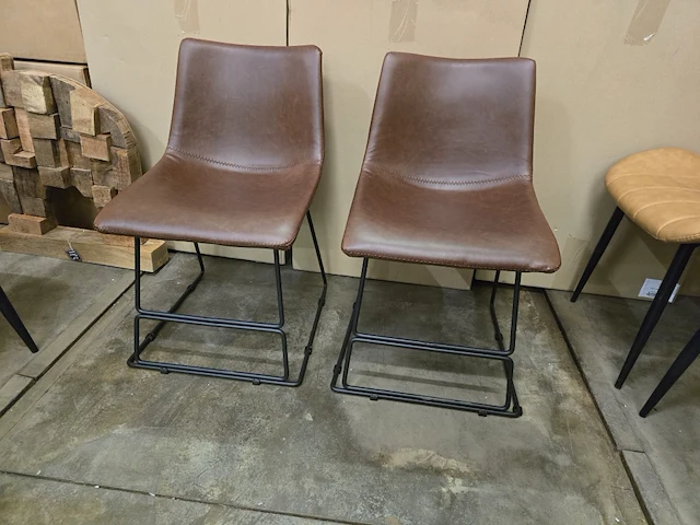 2x eetkamerstoel york brown pu - afbeelding 1 van  3