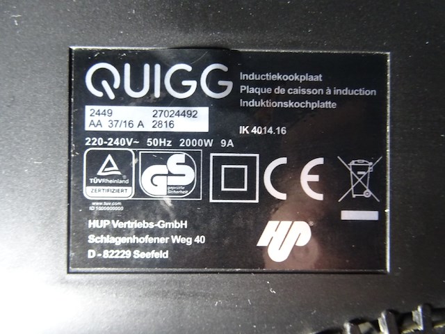 2x elektrische inductiekookplaat quigg - afbeelding 2 van  3