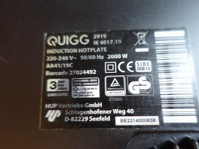 2x elektrische inductieplaat quigg - afbeelding 4 van  4