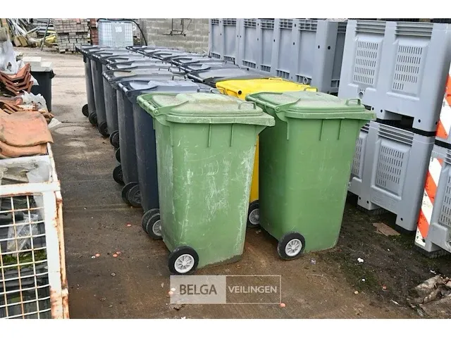 2x gebruikte mobiele plastiek afvalcontainer 61x58x104 - afbeelding 2 van  2