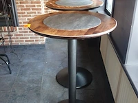 2x houten bartafel vv metalen poot - afbeelding 1 van  3
