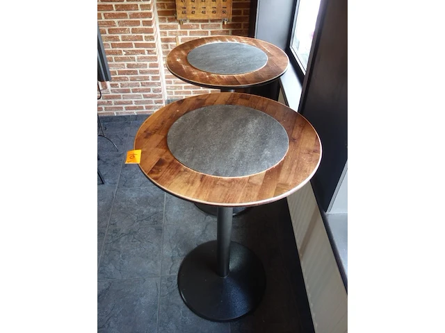 2x houten bartafel vv metalen poot - afbeelding 2 van  3