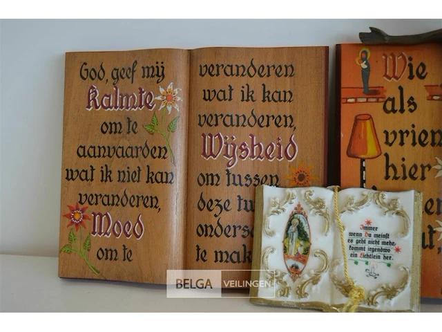 2x houten boek met spreuk en porselijnen boek met spreuk - afbeelding 2 van  5