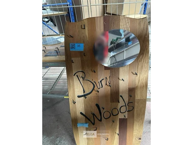 2x houten kapstok met spiegeltje - afbeelding 1 van  4