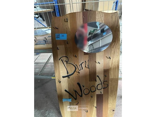 2x houten kapstok met spiegeltje - afbeelding 2 van  4