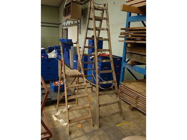 2x houten ladder - afbeelding 2 van  2