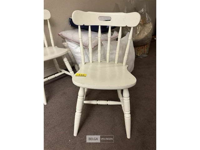 2x houten stoelen wit gelakt - afbeelding 2 van  3