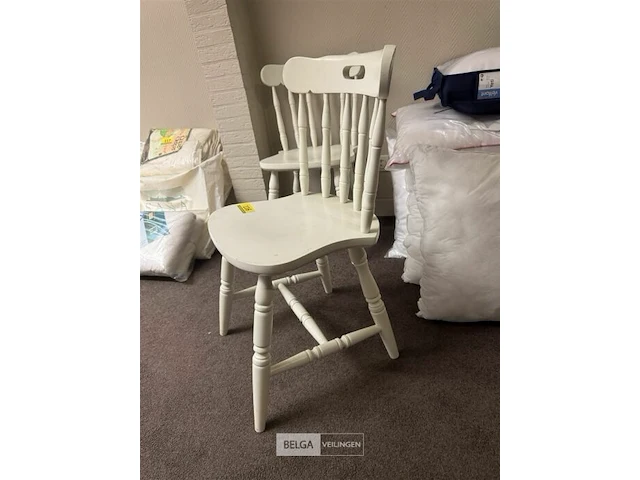 2x houten stoelen wit gelakt - afbeelding 3 van  3