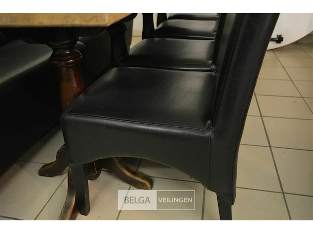 2x houten tafel 2x lederen bank en 4x lederen stoelen - afbeelding 7 van  8