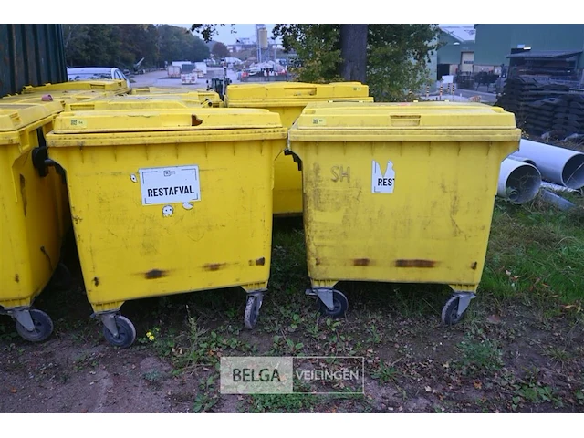 2x kunststof afvalcontainer 1100 liter - afbeelding 1 van  5