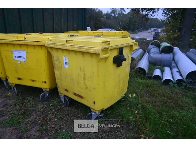 2x kunststof afvalcontainer 1100 liter - afbeelding 2 van  5