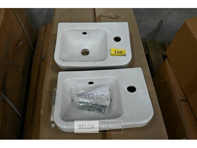 2x lavabo steen-keramiek l36xb26 cm wit - afbeelding 1 van  2