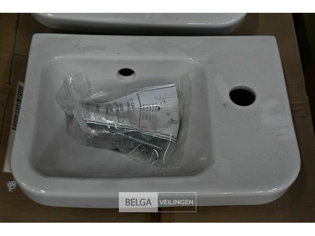 2x lavabo steen-keramiek l36xb26 cm wit - afbeelding 2 van  2
