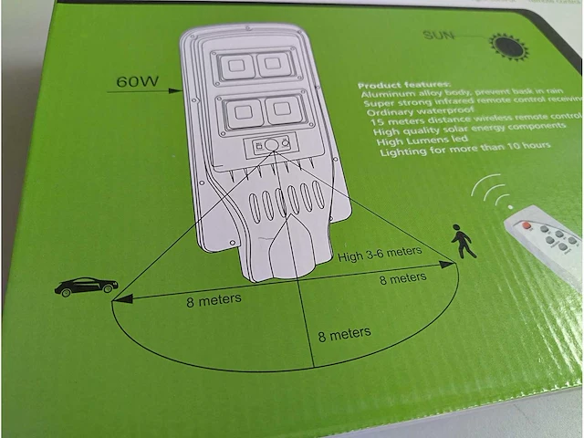 2x led solar streetlight 60 watt - afbeelding 4 van  12
