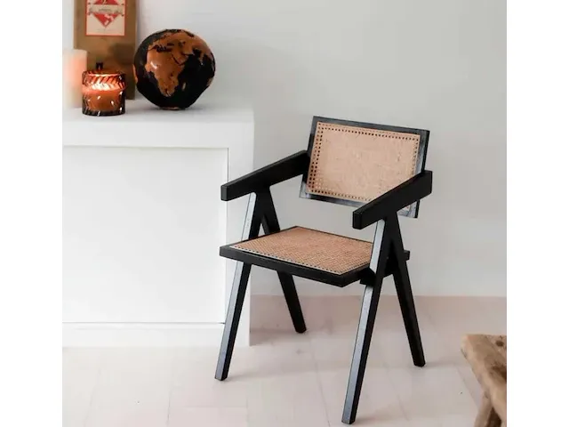 2x pierre zwart stoelen met armleuning - afbeelding 1 van  4