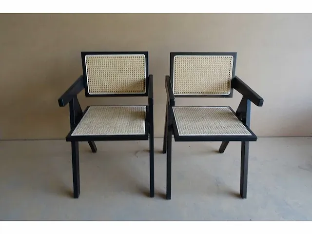 2x pierre zwart stoelen met armleuning - afbeelding 2 van  4