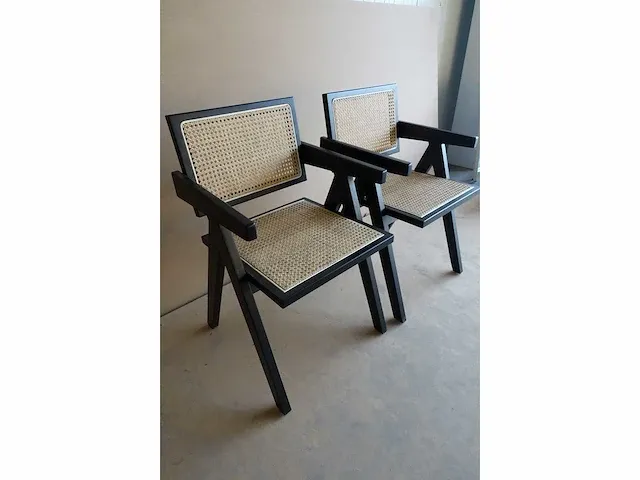 2x pierre zwart stoelen met armleuning - afbeelding 3 van  4