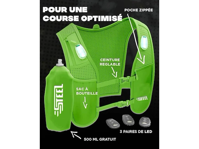 2x reflecterend drinkvest met led clips - afbeelding 2 van  2