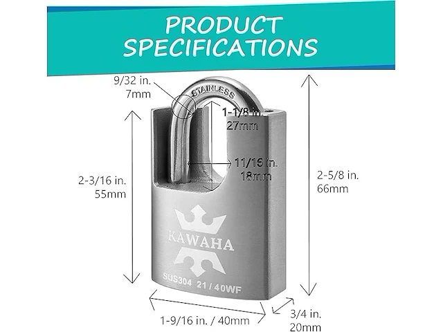 2x rvs hangslot met identieke sleutel(6) - afbeelding 3 van  5