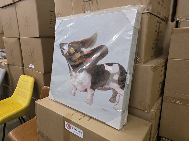 2x schilderij op doek - hond 60x60 - afbeelding 1 van  5