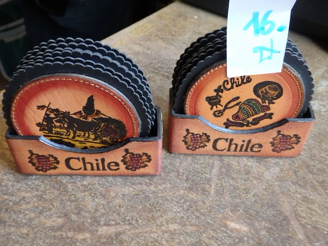 2x set onderleggers chili leder - afbeelding 2 van  2