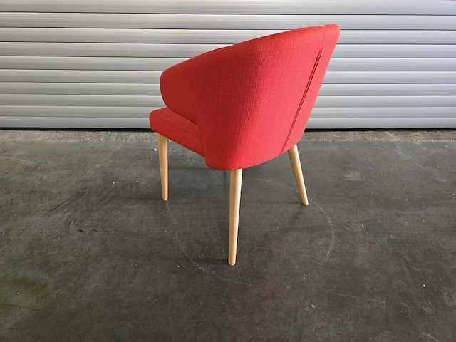 2x stoel evi rood met houten onderstel - afbeelding 4 van  6