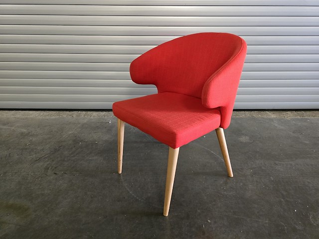 2x stoel evi rood met houten onderstel - afbeelding 2 van  6