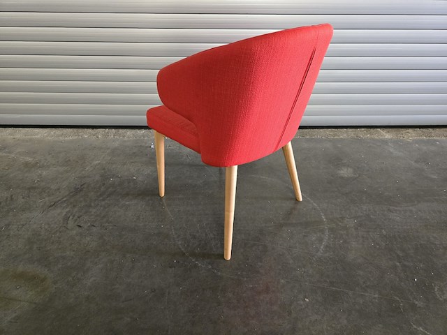 2x stoel evi rood met houten onderstel - afbeelding 4 van  6