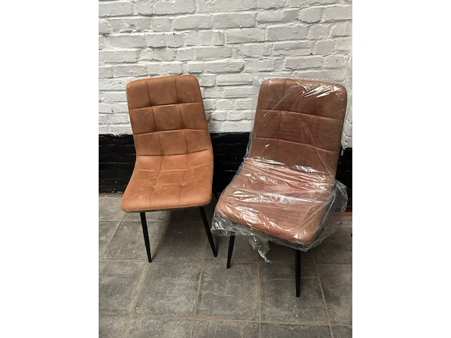 2x stoel microfiber cognac - afbeelding 1 van  1