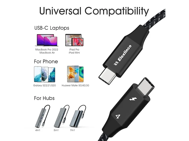 2x thunderbolt usb-c kabel tot 40gb/s 2m - afbeelding 5 van  5