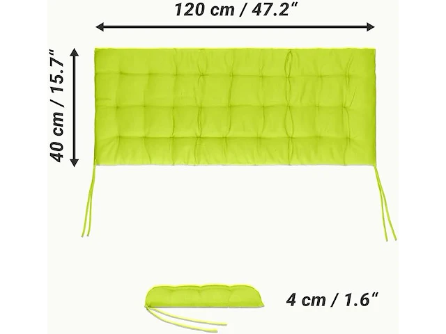 2x tuinbank palletkussen 120x40mc 4cm dik geel-groen - afbeelding 1 van  5