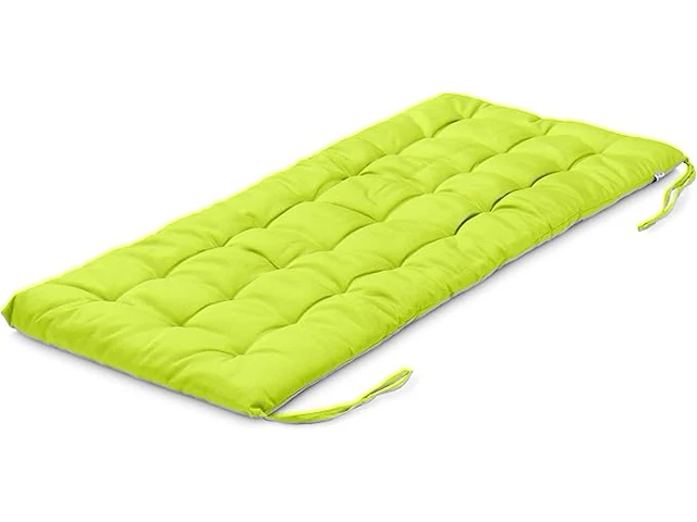 2x tuinbank palletkussen 120x40mc 4cm dik geel-groen - afbeelding 4 van  5