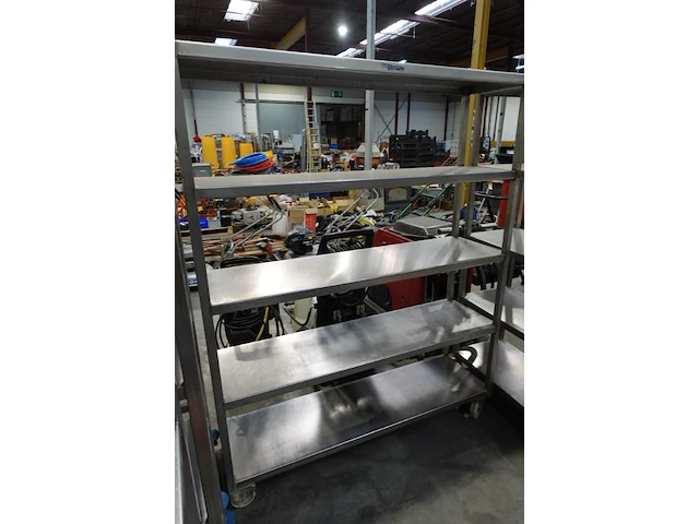 2x verrijdbaar inox rek - afbeelding 1 van  3