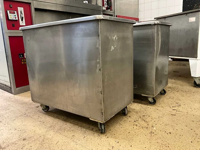 2x verrijdbare rvs bak + rvs emmer - afbeelding 3 van  5