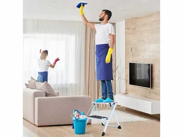 2x vouwladder met 2 treden tot 150 kg - afbeelding 1 van  6