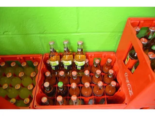 2x6 fl. cristaline 1,5l, 1x24fl. fuze tea lemon 20cl, 1x24 fl. fuze tea green 20cl, 2x24fl. fuze tea peach 20cl, 23 fl. minute maid tomaat 20cl, 5 fl. minute maid appel 20cl, 4 fl. contrex 1,5l - afbeelding 9 van  15